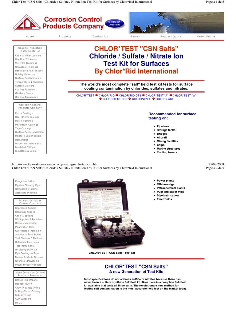 CSN Salts Test Kit Overview | PDF | Corrosion | Chlorine