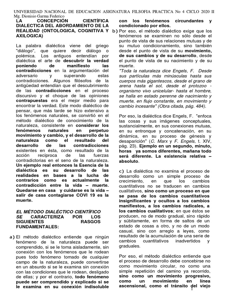 Lectura 4 Dialectica Pdf Dialéctico Materialismo