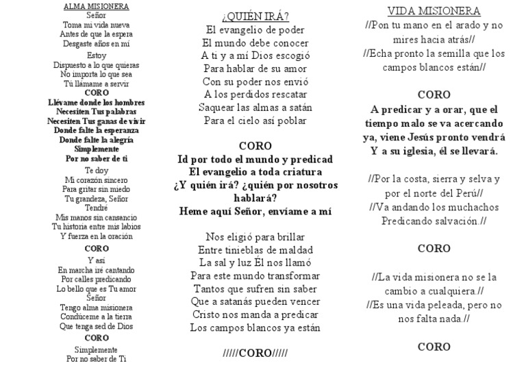 Semana Misionera Letra | PDF | Oración | Satán