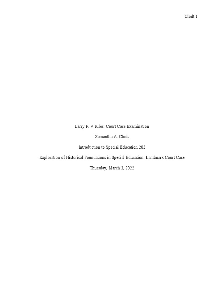 Landmark Court Case PDF Special Education Intelligence Quotient