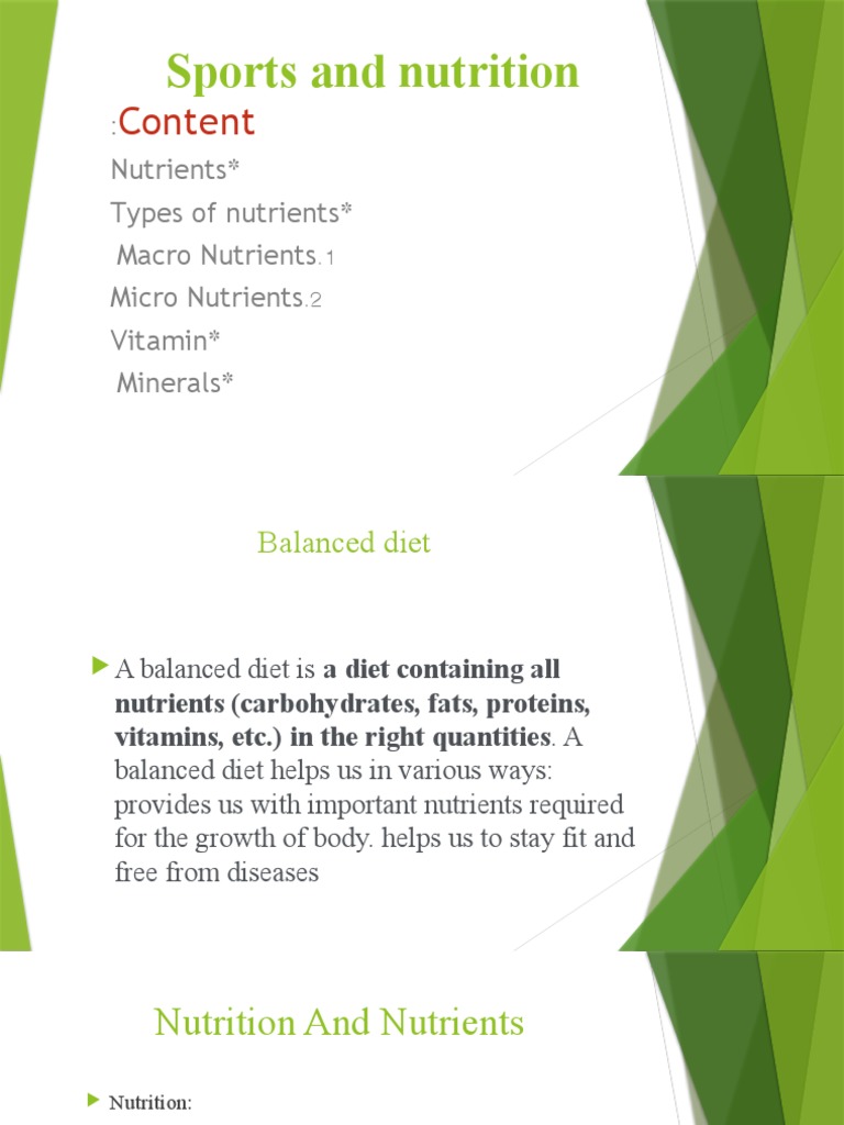 Sports in Nutrition PDF Nutrients Human Nutrition