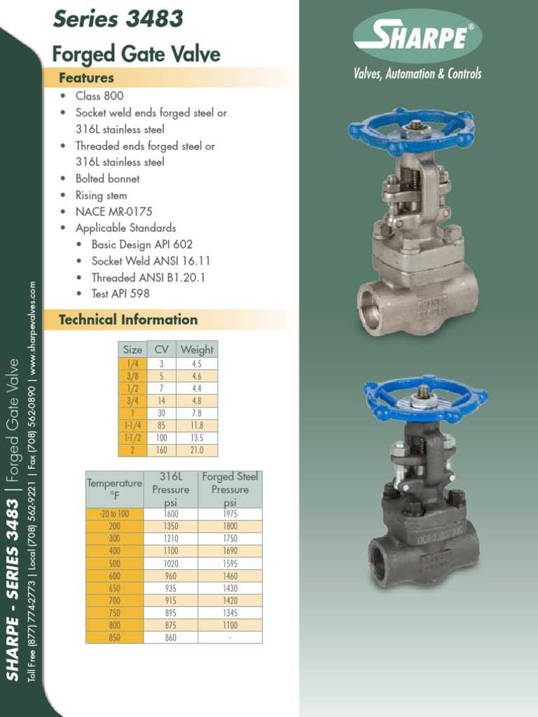Sharpe Forged Valves: Specs & Features | PDF | Valve | Building Materials