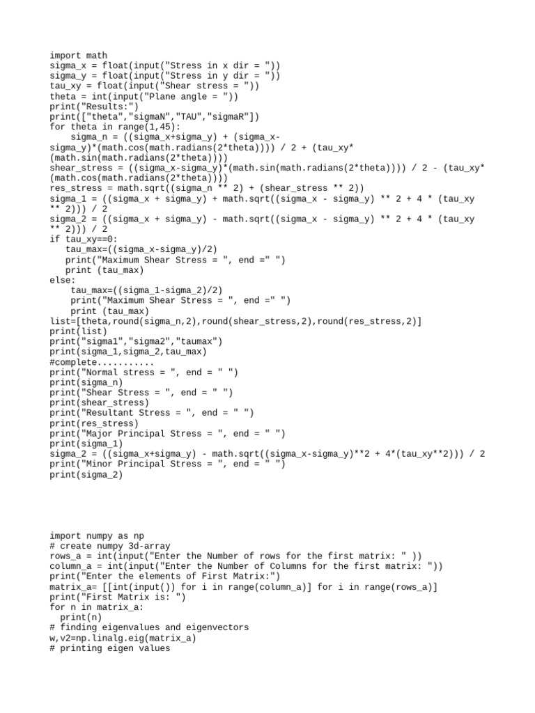 Python Code | Download Free PDF | Beam (Structure) | Eigenvalues And ...