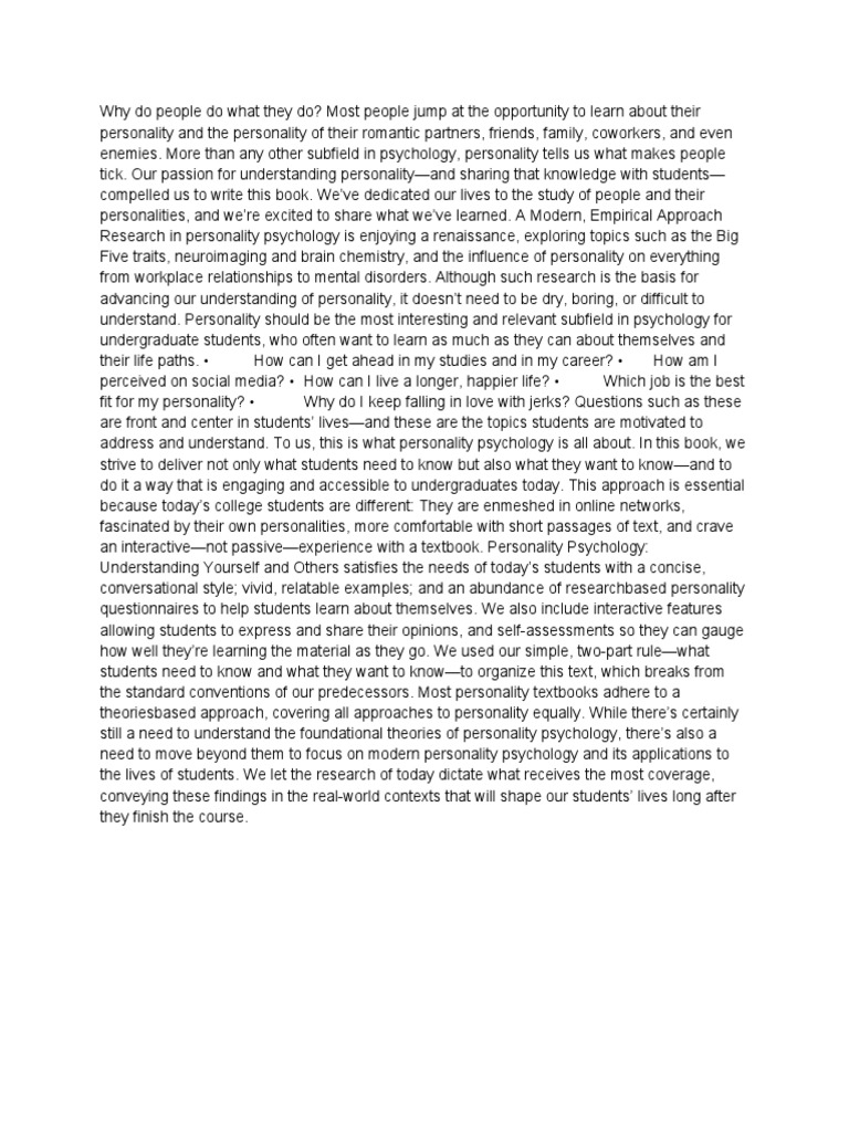 Psych 1 | PDF | Psychology | Personality Psychology