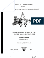 Archaeological Studies in The Cortez District, 1982: Bureau of Land Management