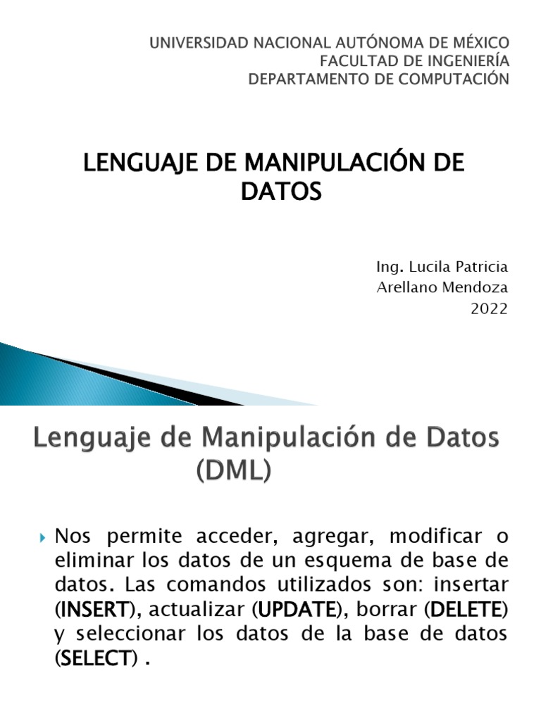 Lenguaje SQL: DML y Control de Transacciones | PDF | SQL | Datos