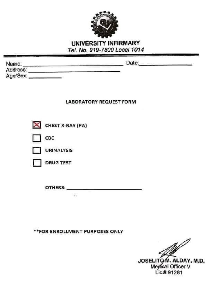 Laboratory request form pdf
