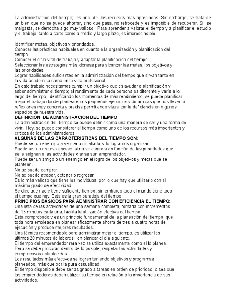 Claves para una Efectiva Administración del Tiempo | PDF | Archivo de ...
