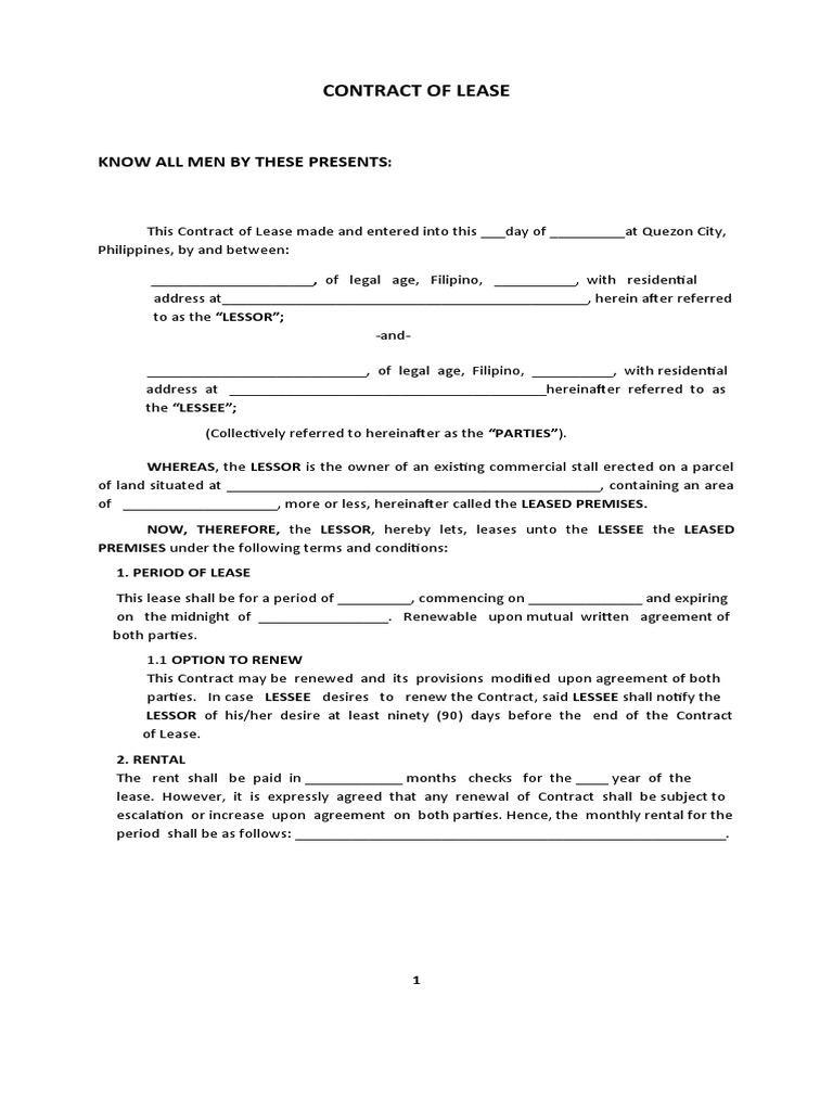 Blank Commercial Contract PDF Lease Consent