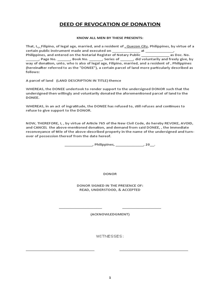 Revocation of donation download free pdf property law government