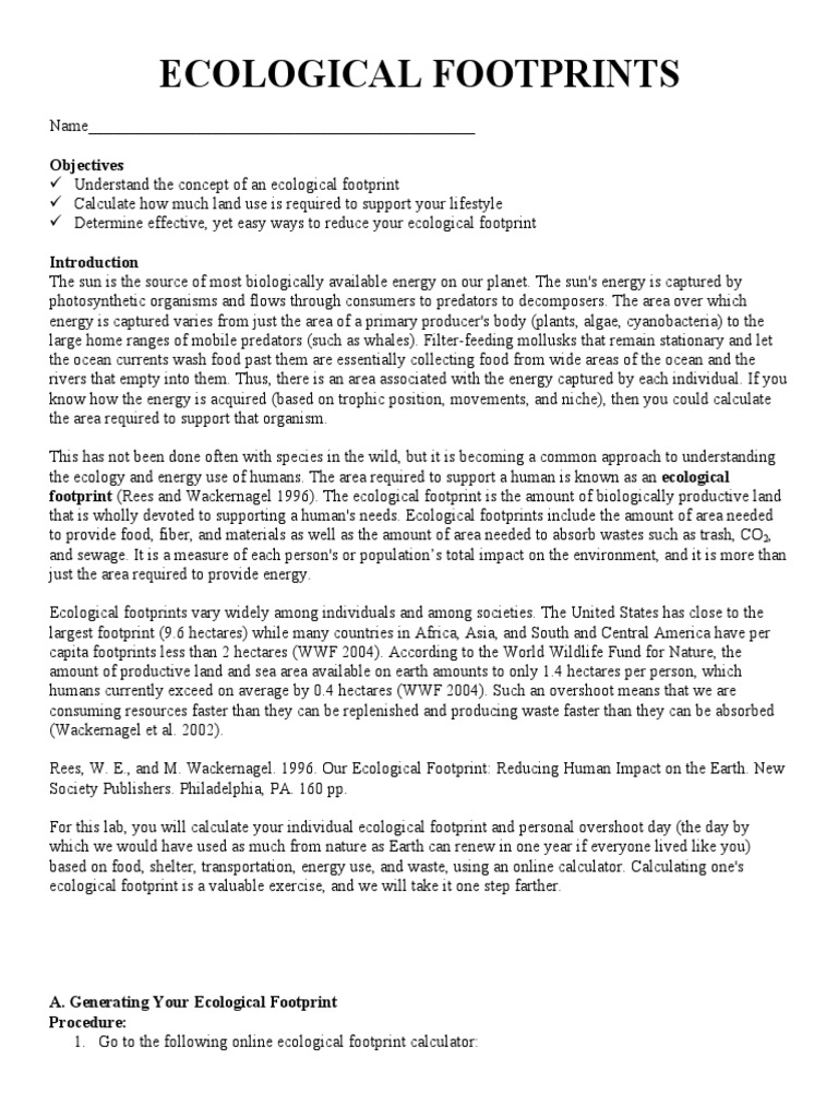 Ecological Footprint Lab | PDF | Biogeochemistry | Environment