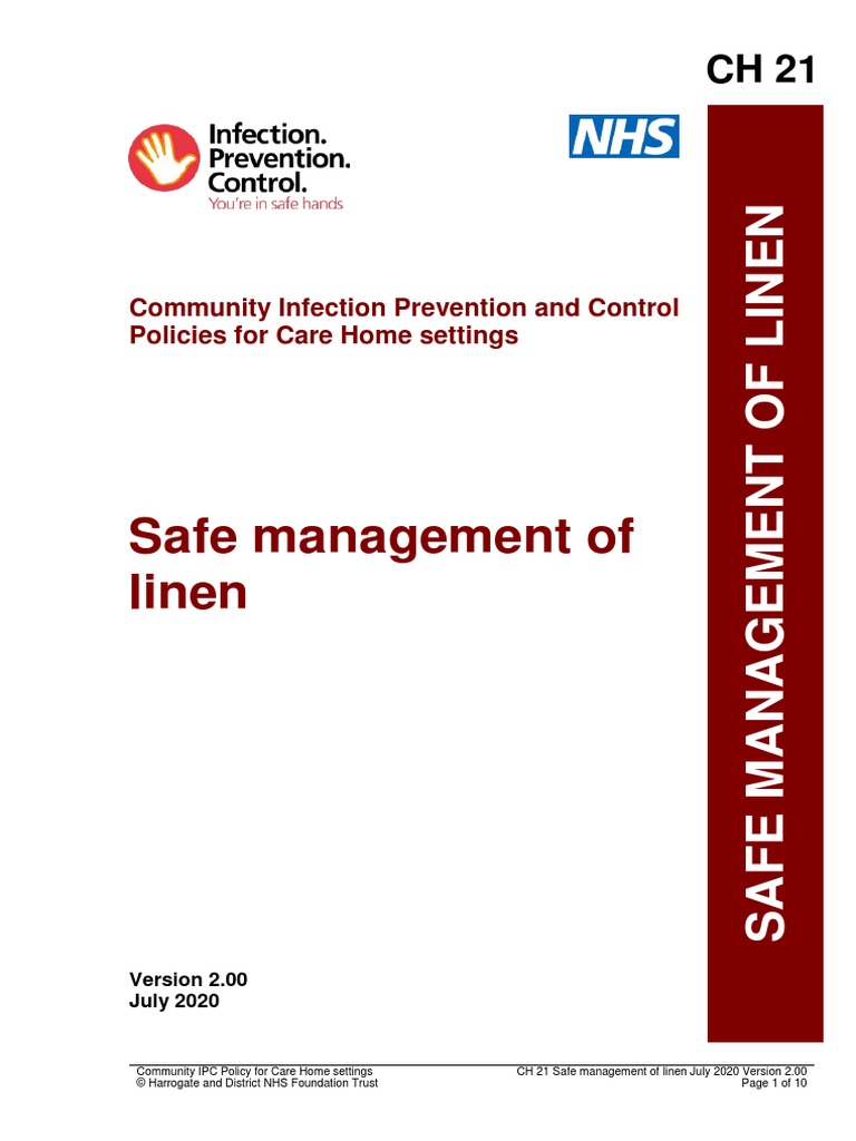 CH 21 Safe Management of Linen July 2020 Version 2.00 | PDF | Laundry ...
