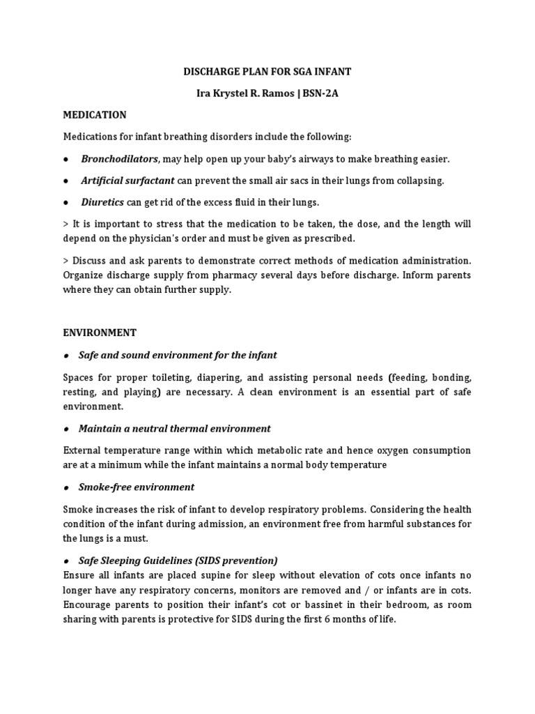 Discharge For Infant | PDF | Infants | Health Sciences