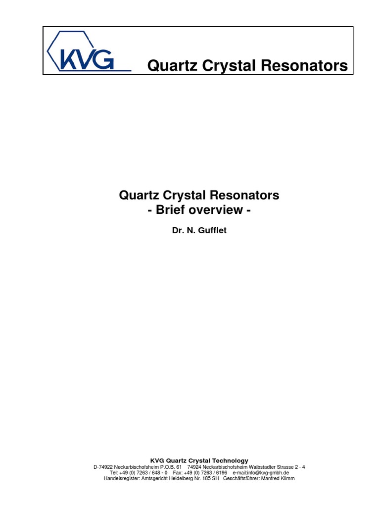 Quartz Crystal Resonators Brief Overview PDF Resonance Mechanics