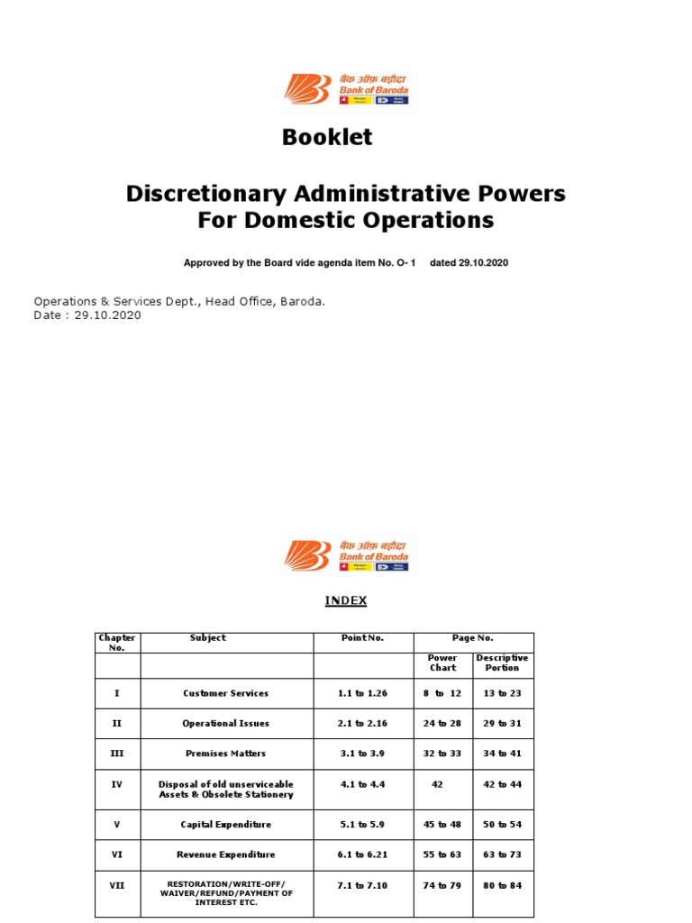 Discretionary Powers for Bank Operations | PDF | Lease | Banks