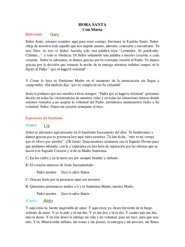 Hora Santa con María: Guía de Oración | PDF | eucaristía | María, madre ...