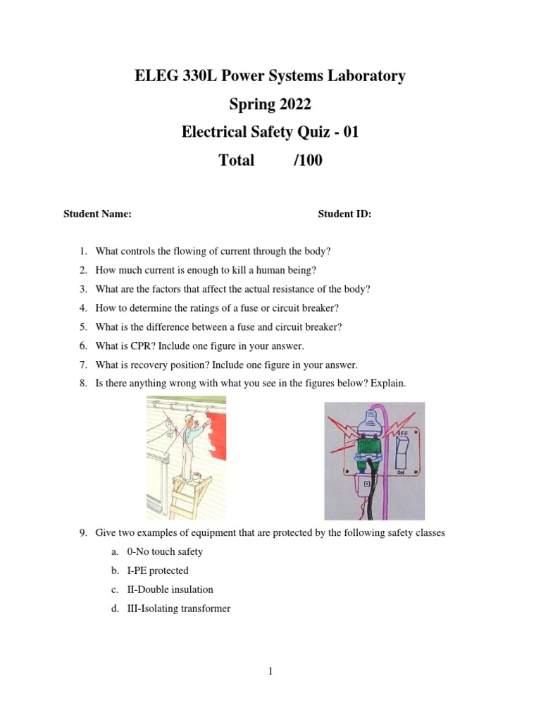 Electrical Safety Quiz 1 PDF
