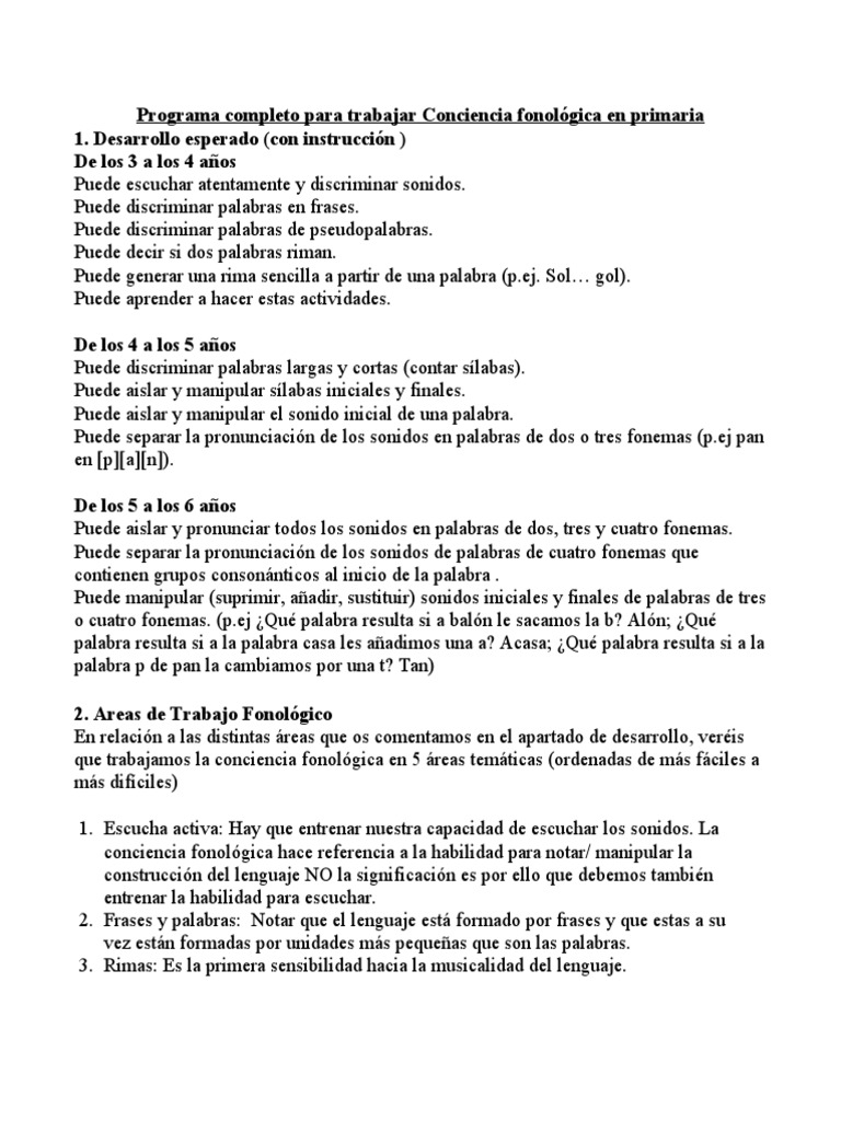 Actividades de Conciencia Fonológica | PDF | Palabra | Sílaba