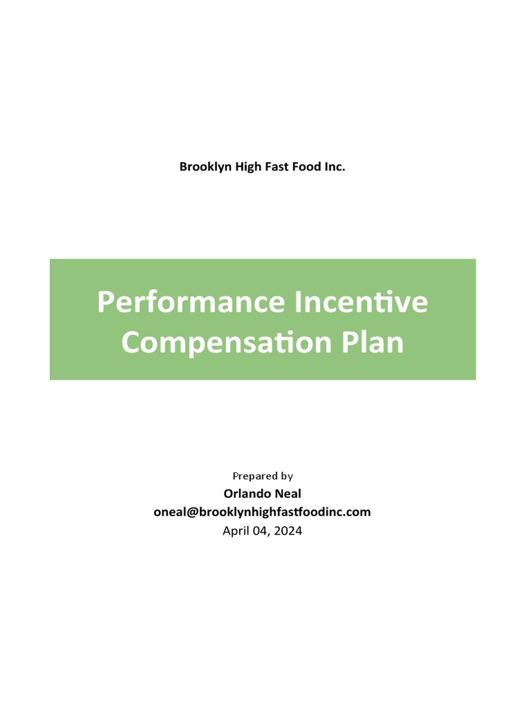 Brooklyn High Employee Incentive Plan | PDF | Incentive | Employment