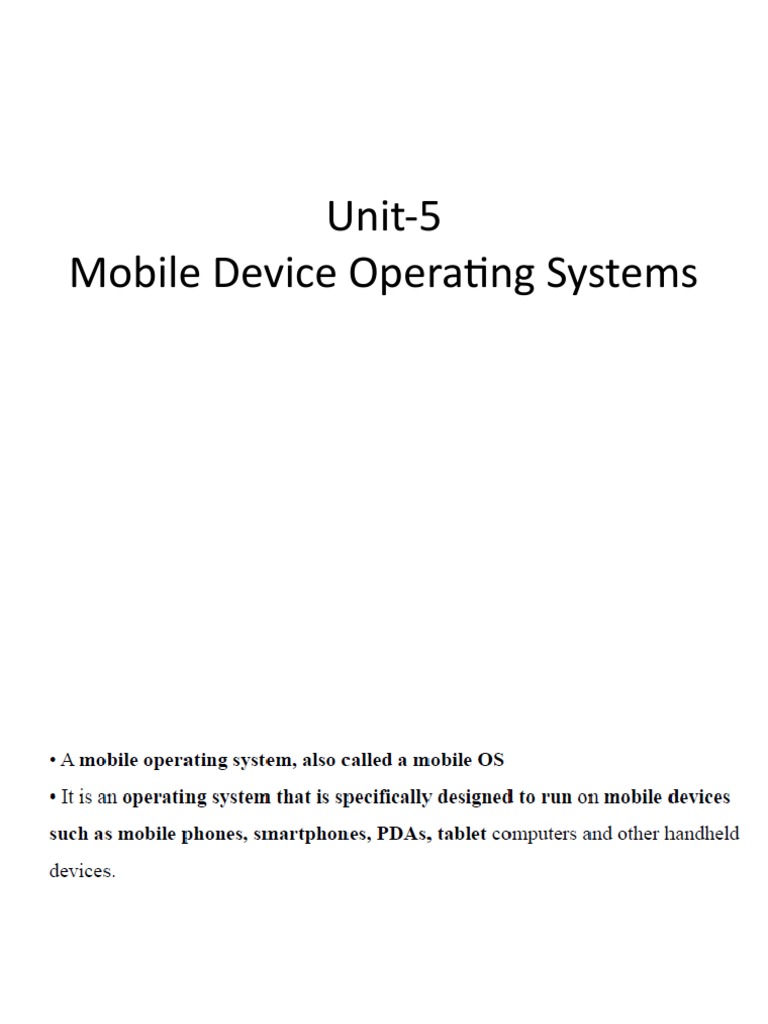 Unit 5 Mobile Device Operating System PDF Ios Eclipse (Software)