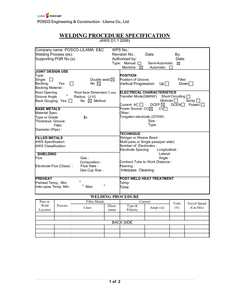 Wps Aws D1 1 Pdf Welding Construction