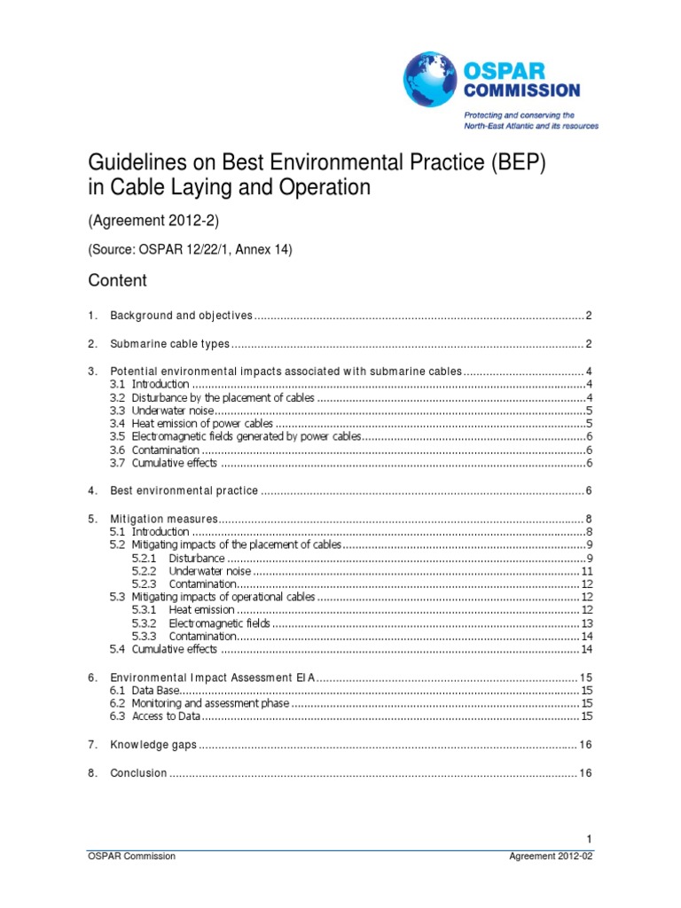 1202e Agreement Cables Guidelines PDF Environmental Impact