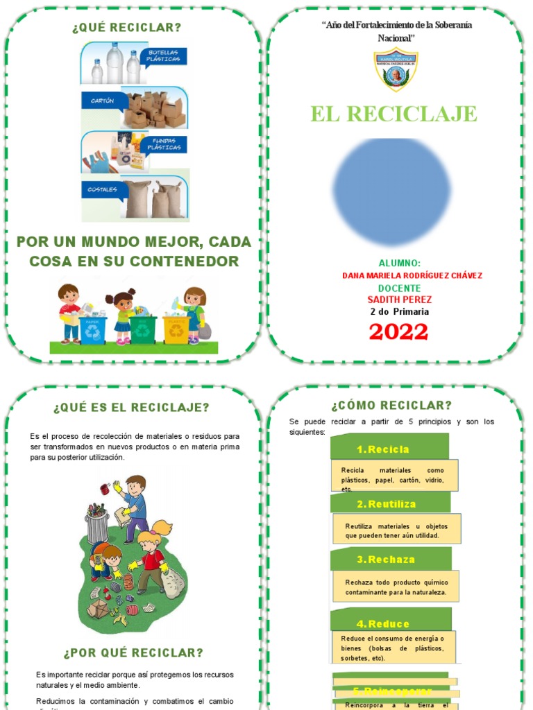 Diptico Educativo sobre el Reciclaje | PDF | Reciclaje | Economía y ...