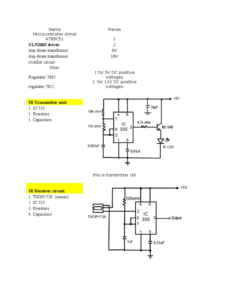 IR Transmitter and Receiver Circuit Design | PDF | Science ...