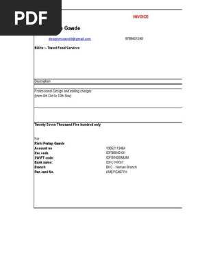Rishi Pratap Gawde Invoice for Design Professional Charges