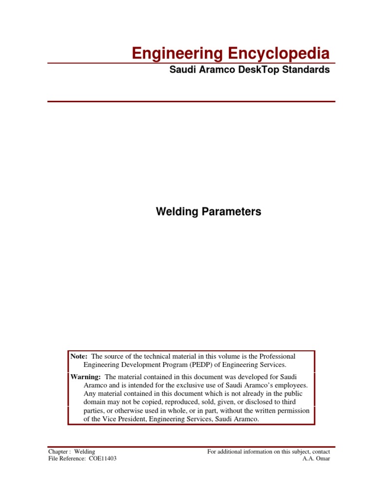Aramco Welding Parameters Overview | PDF | Stainless Steel | Steel