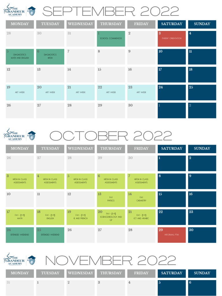 TGA Sept 2022 July 2023 Student Calendar PDF Observances