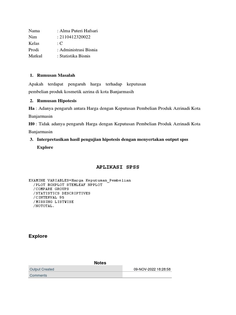 Alma Puteri Hafsari - C | PDF | Errors And Residuals | Dependent And ...