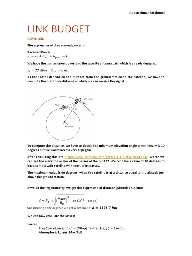 Link Budget PDF Antenna (Radio) Signal To Noise Ratio
