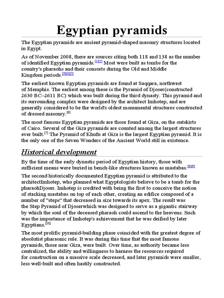Egyptian Pyramids | PDF | Egyptian Pyramids | Pharaoh