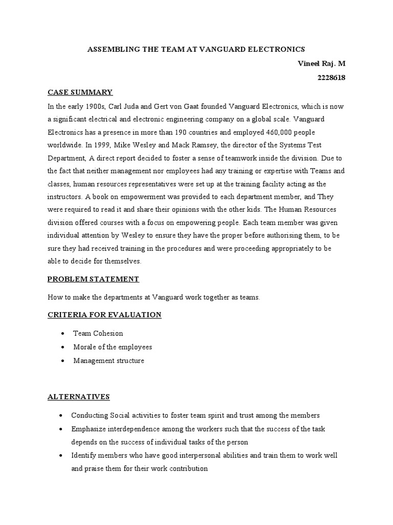 Vanguard Electronics Team Building | PDF | Business
