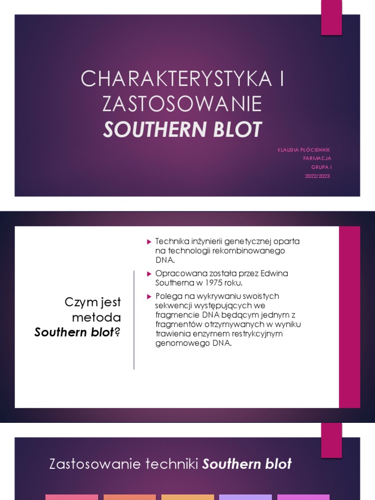 Charakterystyka I Zastosowanie Southern Blot PDF