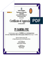 BE 22 Certificate of Appreciation VOLUNTEER