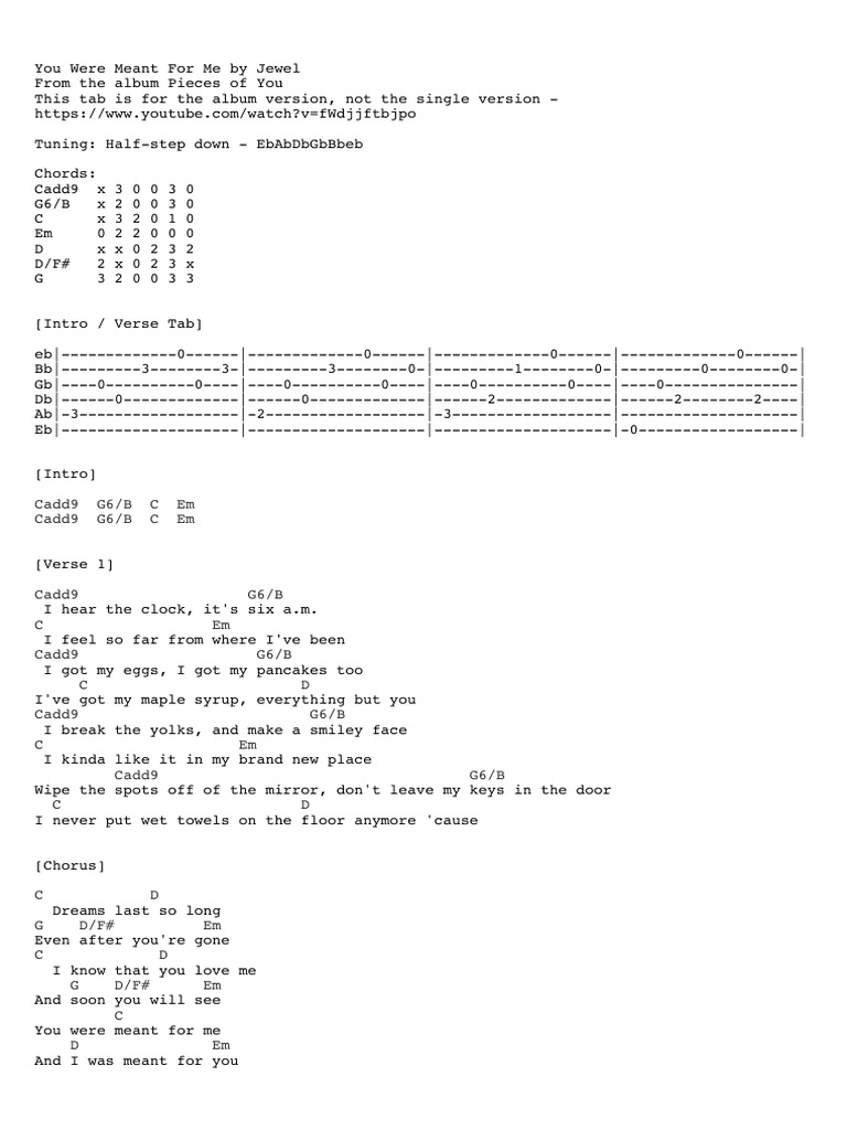 U Were Meant For Me PDF Song Structure Songs