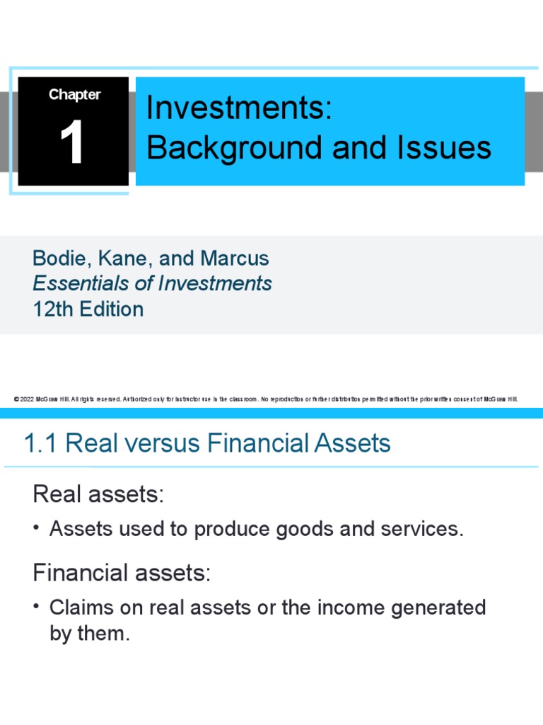 Bodie Essentials of Investments 12e Chapter 01 PPT Accessible PDF