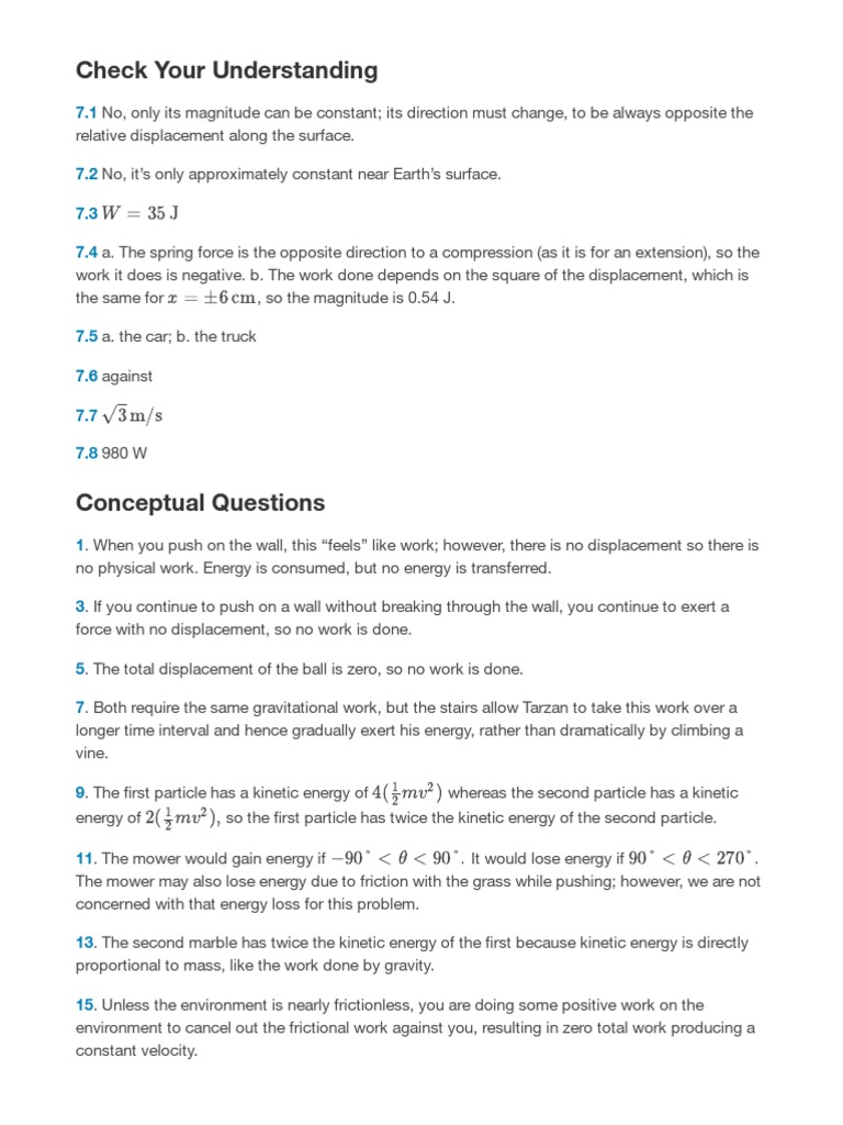 Answer Key Chapter 7 | PDF | Force | Nature