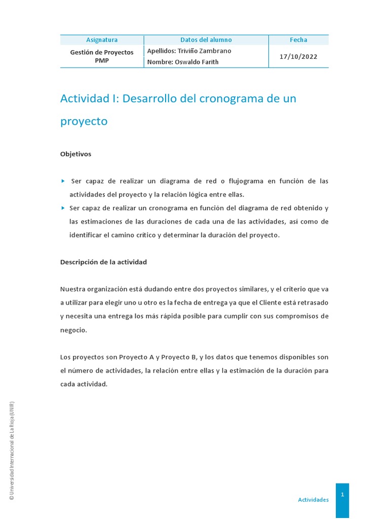 Desarrollo Del Cronograma de Un Proyecto | PDF