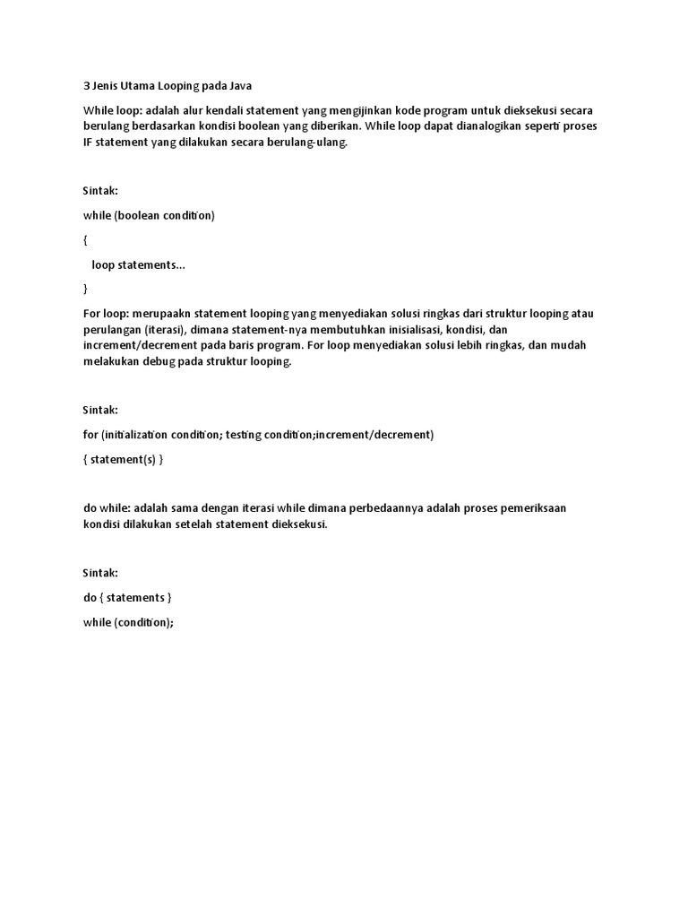 3 jenis utama looping pada java pdf