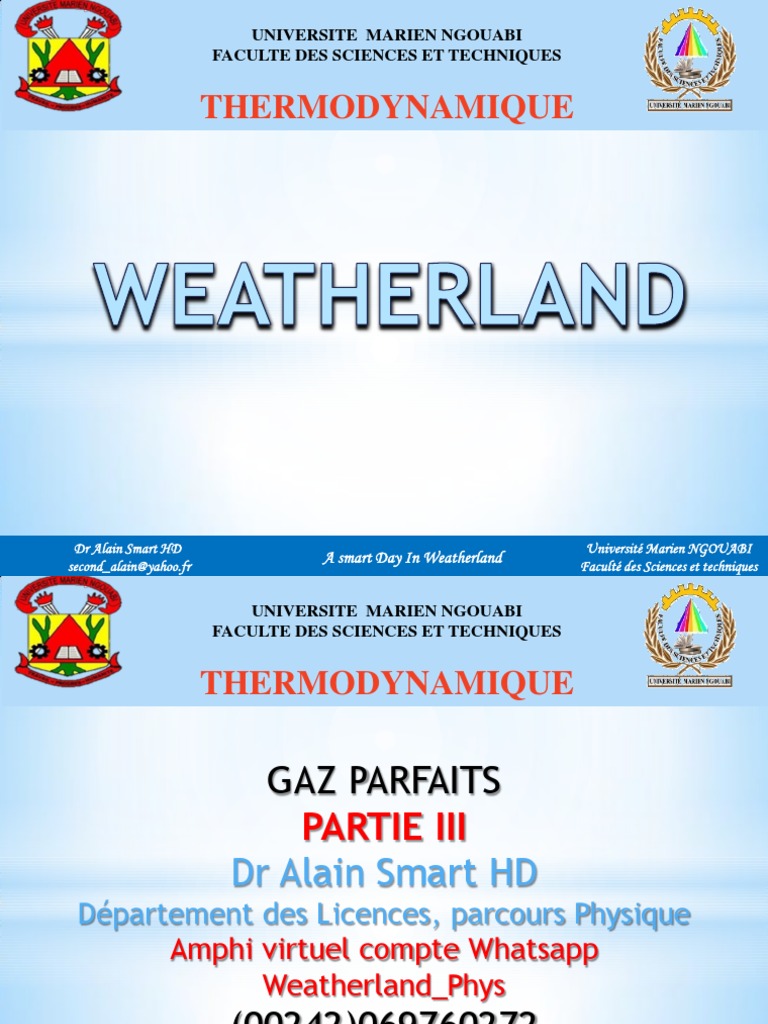 Modèle Weatherland DZABANA Phys 3 | PDF | Thermodynamique | Chaleur