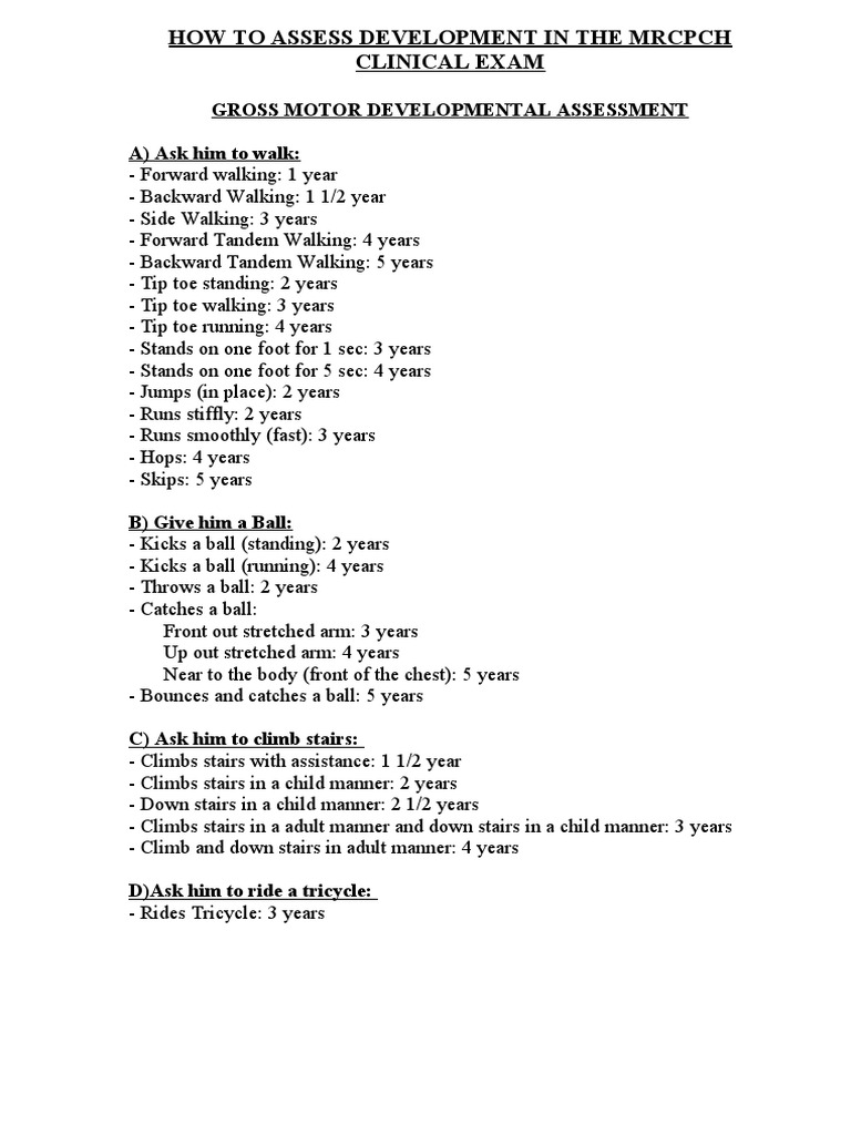 MRCPCH Developmental Milestones Guide | PDF | Language Arts & Discipline