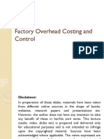 Factory Overhead Costing and Control
