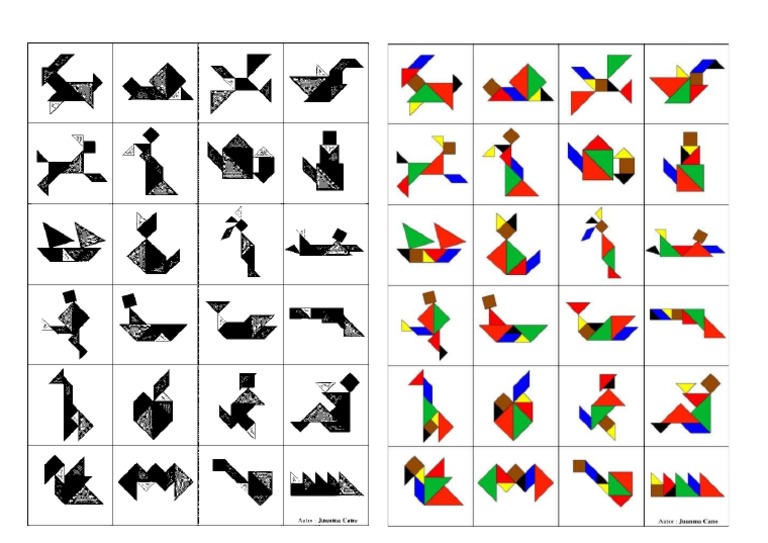 Disegni Tangram 1 BN e Colori | PDF