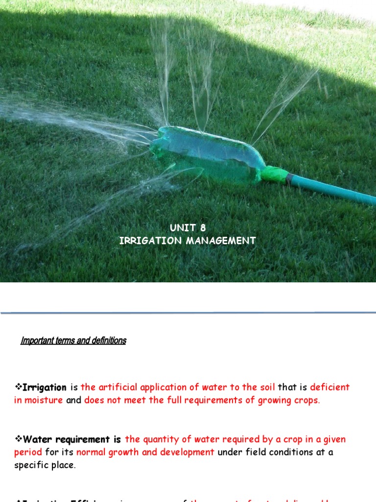 Irrigation Management and Methods Explained | PDF | Irrigation | Soil