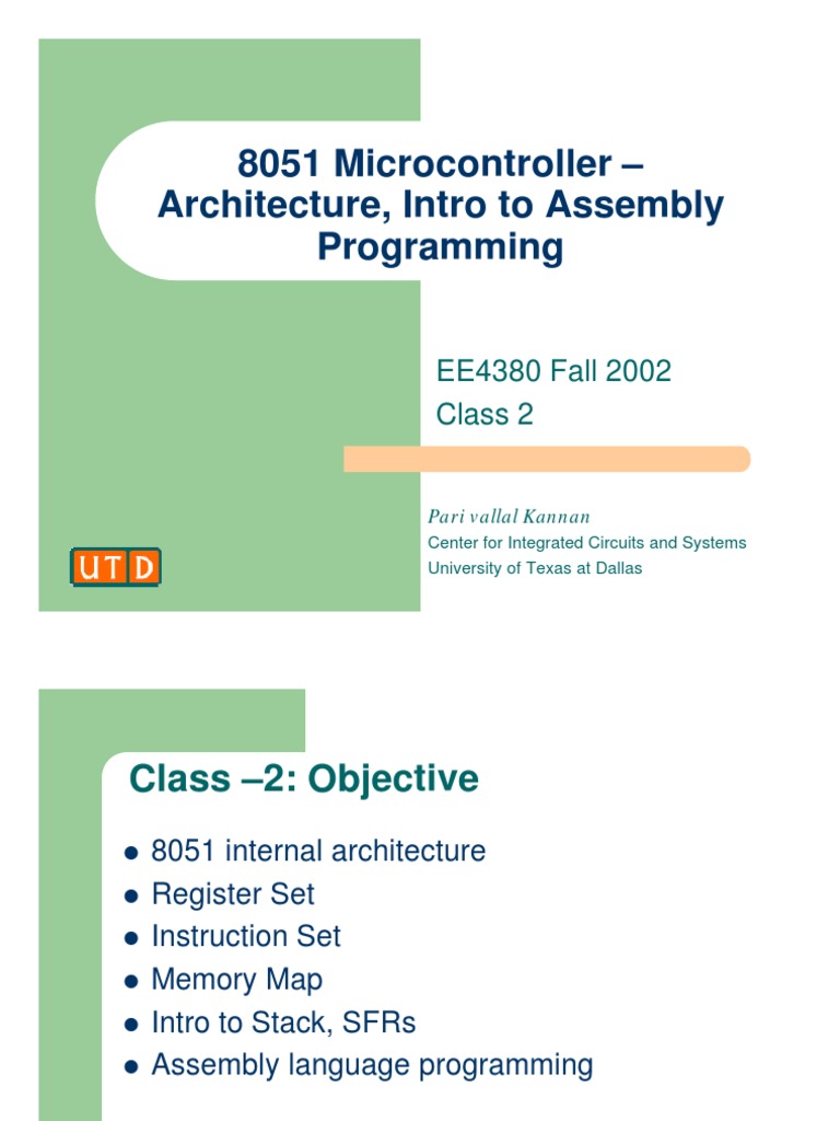8051 Microcontroller – | Instruction Set | Assembly Language