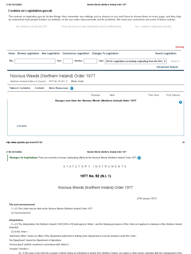 Noxious Weeds (Northern Ireland) Order 1977 PDF Http Cookie Justice