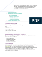 How fluid pressure is measured using a manometer